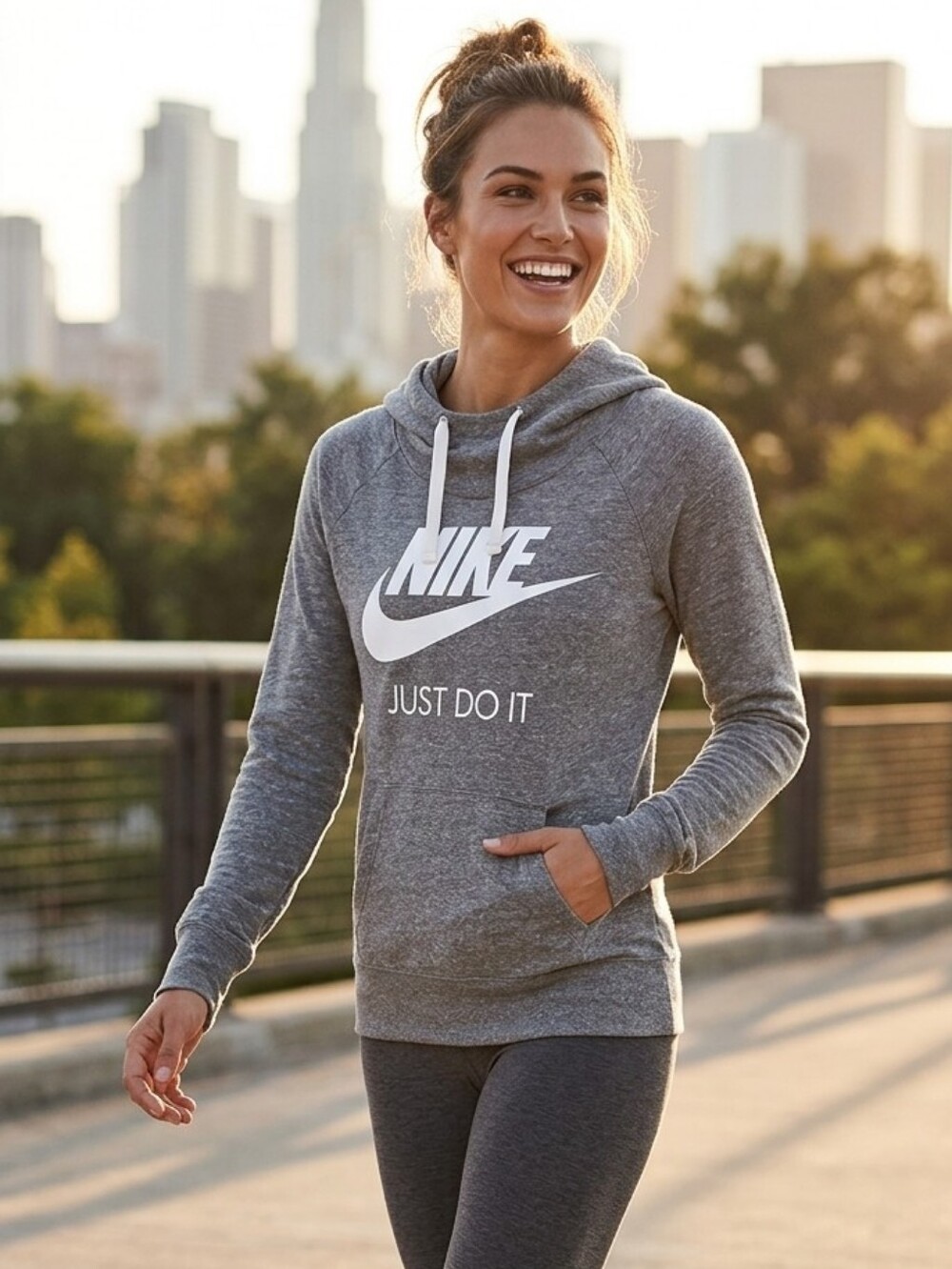 Nike Heather Gray "Just Do It" Graphic Hoodie Sweatshirt